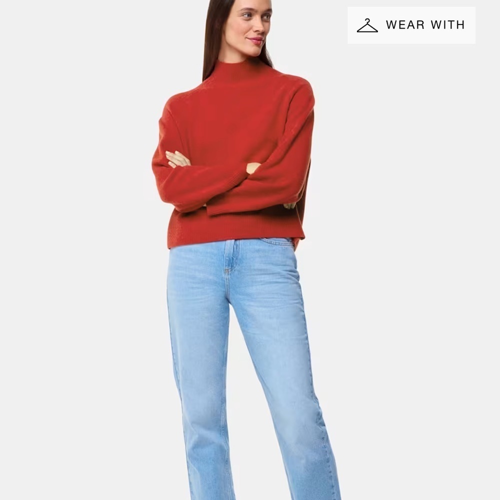 Whistles Mock Neck Wool Sweater‎ Red XS